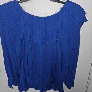Reba Royal Blue Ruffled Blouse